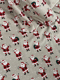 Thumbnail for Christmas Santa Cotton Fabric Light Bulbs and Snow Pattern for Festive Tablecloths Bags and Art Crafts