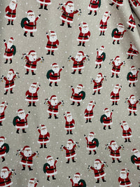 Thumbnail for Christmas Santa Cotton Fabric Light Bulbs and Snow Pattern for Festive Tablecloths Bags and Art Crafts