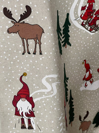 Thumbnail for Santa’s Holiday Cotton Fabric with Reindeer Snowflakes and Trees Perfect for Tablecloths and Festive Home Decor