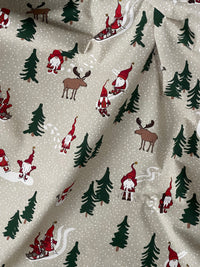 Thumbnail for Santa’s Holiday Cotton Fabric with Reindeer Snowflakes and Trees Perfect for Tablecloths and Festive Home Decor