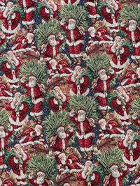 Thumbnail for Premium Holiday Woven Fabric - Santa & Xmas Tree Design, Perfect for Home Decor