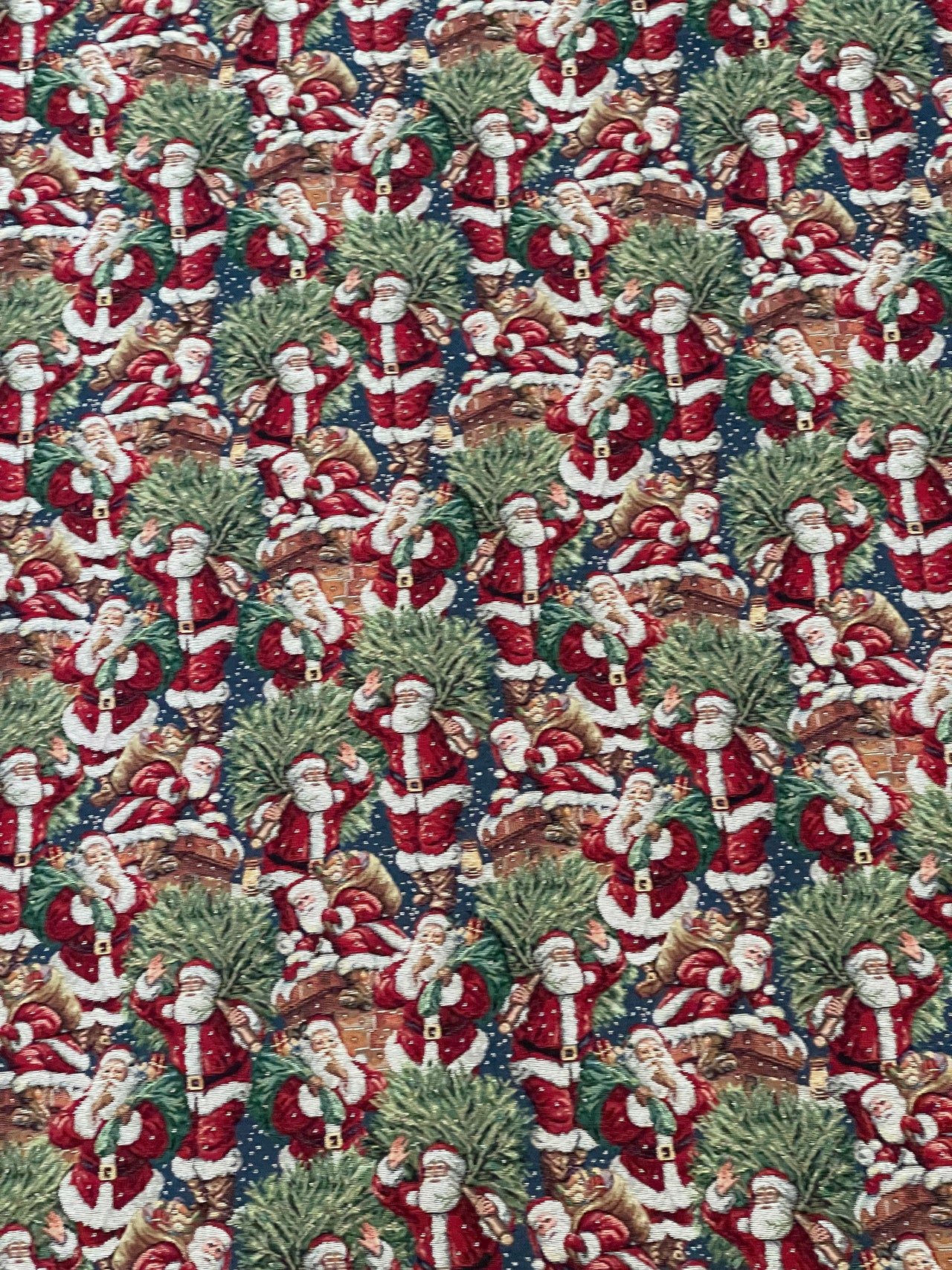 Premium Holiday Woven Fabric - Santa & Xmas Tree Design, Perfect for Home Decor