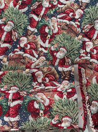 Thumbnail for Premium Holiday Woven Fabric - Santa & Xmas Tree Design, Perfect for Home Decor