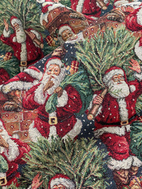 Thumbnail for Premium Holiday Woven Fabric - Santa & Xmas Tree Design, Perfect for Home Decor