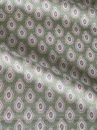 Thumbnail for Green Teardrop Paisley Fabric – Linen Look Cotton Blend Indian Buta Upholstery & Curtain Fabric