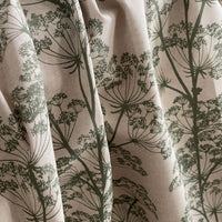 Thumbnail for Cow Parsley Cotton Linen Look Fabric – Olive Green and Oatmeal Floral Print for Curtains Roman Blinds - Soft Furnishing