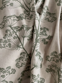 Thumbnail for Cow Parsley Cotton Linen Look Fabric – Olive Green and Oatmeal Floral Print for Curtains Roman Blinds - Soft Furnishing