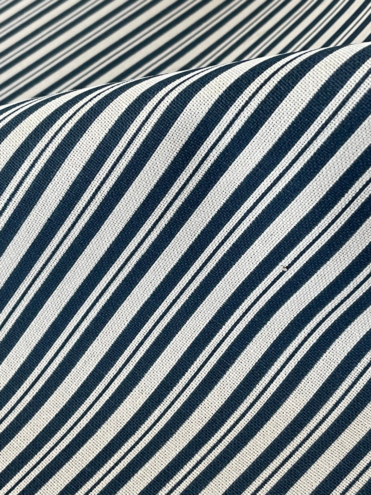 Blue Nautical Ticking Stripes Cotton Fabric - Ideal for Home Decor, Upholstery & Soft Furnishings