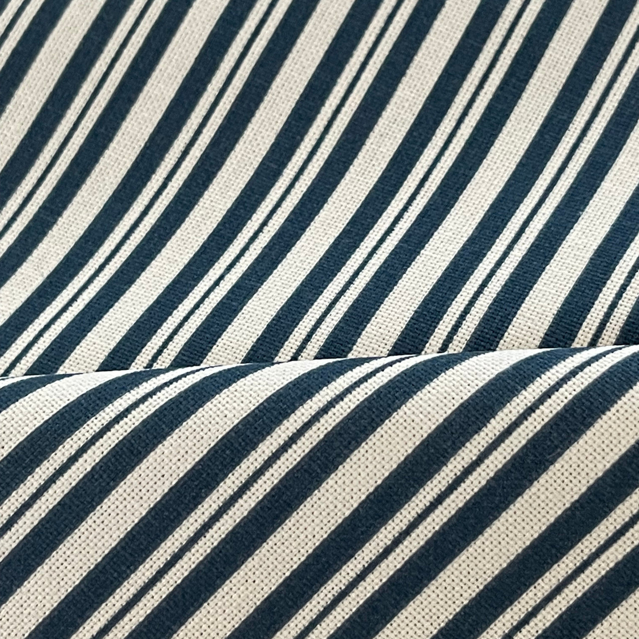 Blue Nautical Ticking Stripes Cotton Fabric - Ideal for Home Decor, Upholstery & Soft Furnishings