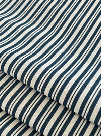 Thumbnail for Blue Nautical Ticking Stripes Cotton Fabric - Ideal for Home Decor, Upholstery & Soft Furnishings