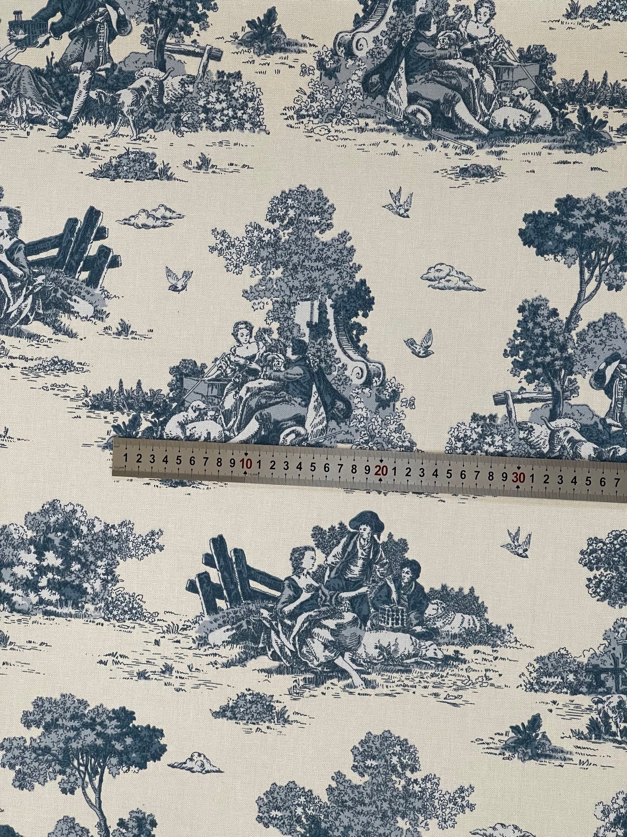 Classic Toile de Jouy Fabric Mountain and Nature Lovers, Shepherds, Birds, Flowers and Trees