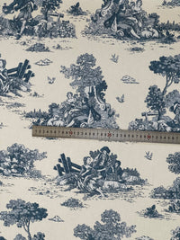 Thumbnail for Classic Toile de Jouy Fabric Mountain and Nature Lovers, Shepherds, Birds, Flowers and Trees