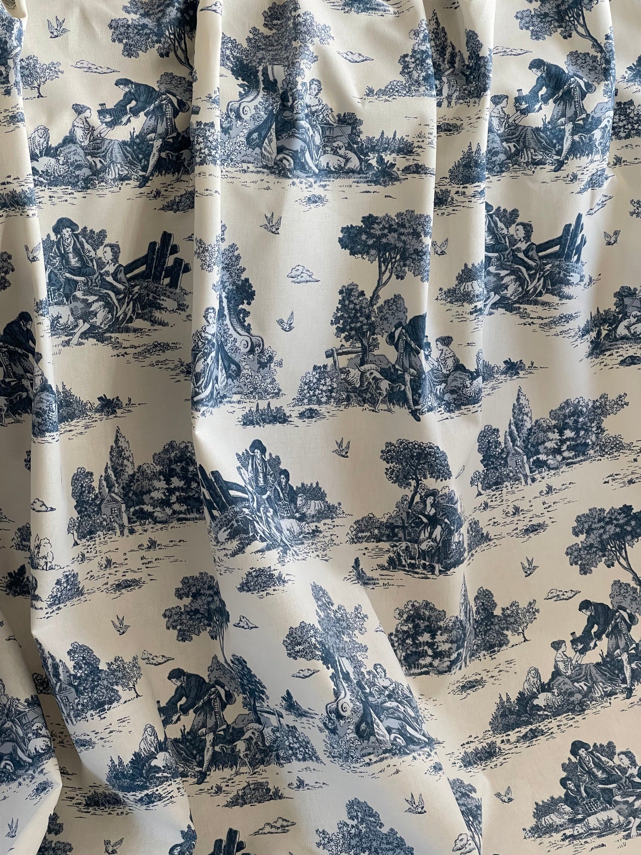 Classic Toile de Jouy Fabric Mountain and Nature Lovers, Shepherds, Birds, Flowers and Trees