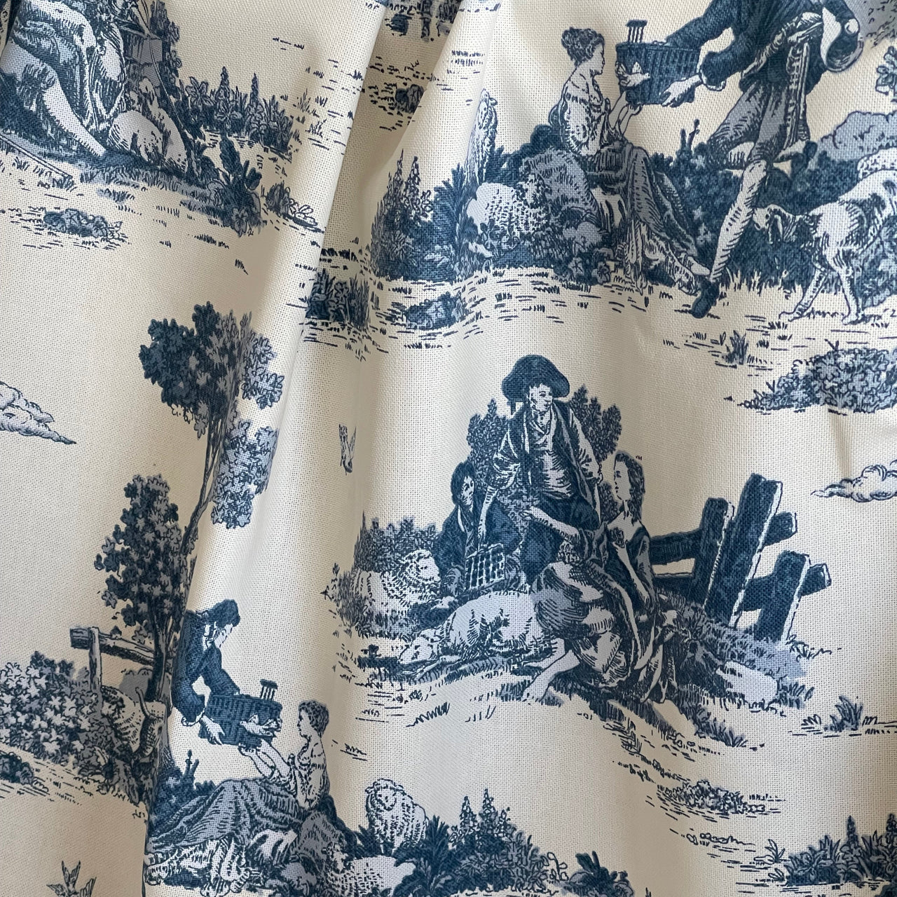 Classic Toile de Jouy Fabric Mountain and Nature Lovers, Shepherds, Birds, Flowers and Trees