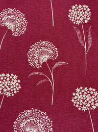 Thumbnail for Elegant Dandelion Linen look Red Burgundy Fabric Botanical Pattern for Upholstery, Drapery & Crafts