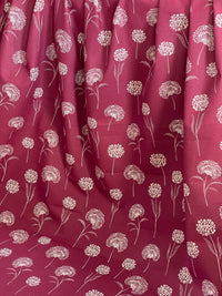 Thumbnail for Elegant Dandelion Linen look Red Burgundy Fabric Botanical Pattern for Upholstery, Drapery & Crafts