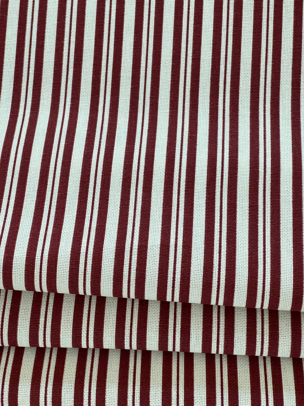 Red Ticking Stripes Cotton Fabric - Ideal for Home Decor, Upholstery & Soft Furnishings