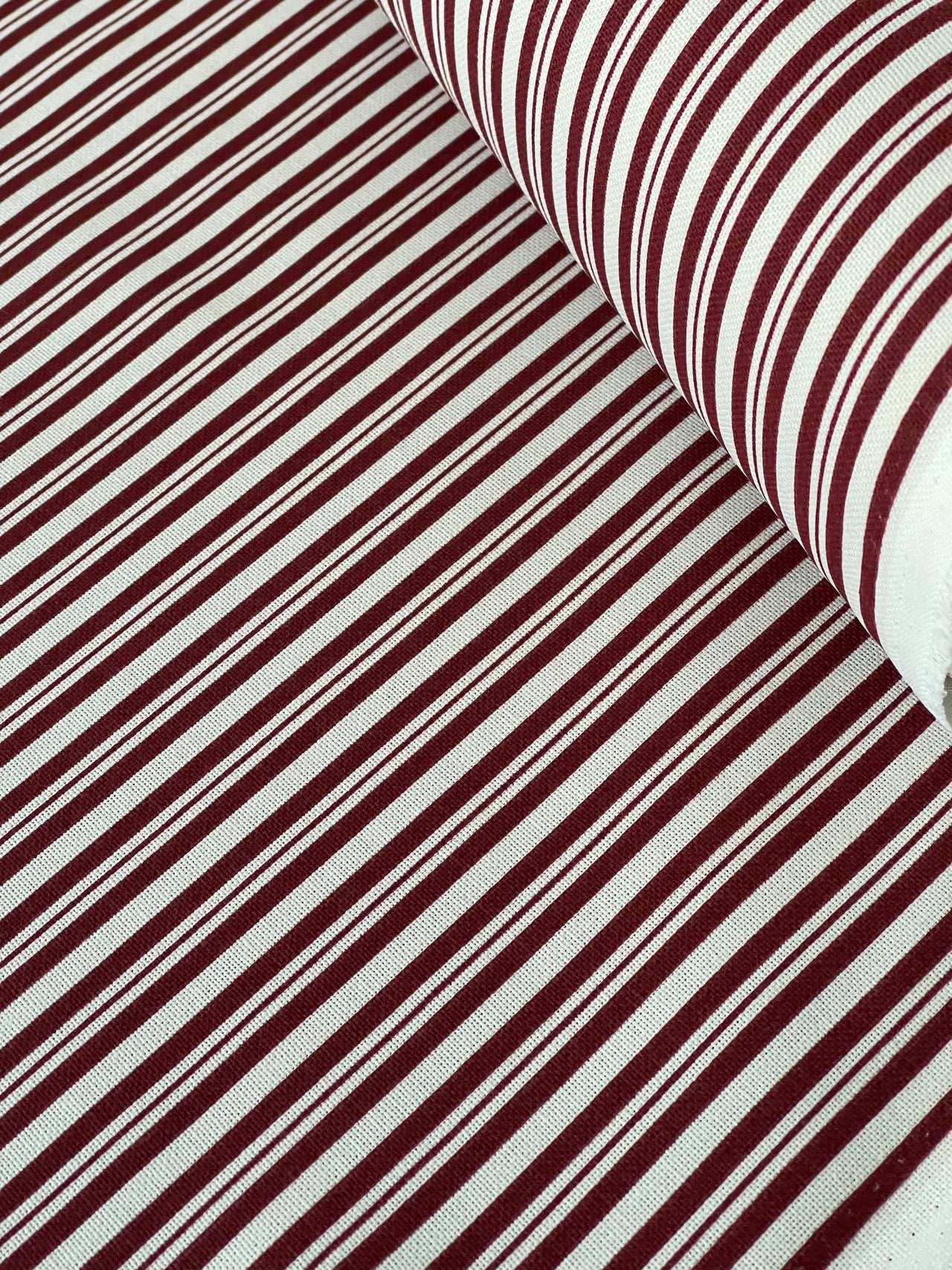 Red Ticking Stripes Cotton Fabric - Ideal for Home Decor, Upholstery & Soft Furnishings