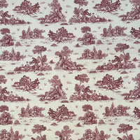 Thumbnail for Classic Red Toile de Jouy Fabric Mountain and Nature Lovers, Shepherds, Birds, Flowers and Trees