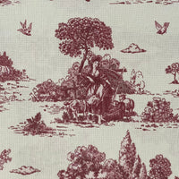 Thumbnail for Classic Red Toile de Jouy Fabric Mountain and Nature Lovers, Shepherds, Birds, Flowers and Trees