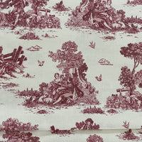 Thumbnail for Classic Red Toile de Jouy Fabric Mountain and Nature Lovers, Shepherds, Birds, Flowers and Trees