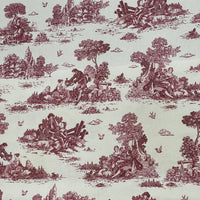 Thumbnail for Classic Red Toile de Jouy Fabric Mountain and Nature Lovers, Shepherds, Birds, Flowers and Trees