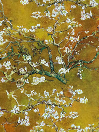 Thumbnail for Almond Blossoms Cotton Fabric – Van Gogh Painting in Golden Yellow Orange and Green Tone - Cherry Blooms Design