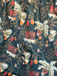 Thumbnail for Midnight Garden: Hummingbirds and Blooms on Black Cotton Fabric for Home Decor