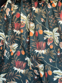 Thumbnail for Midnight Garden: Hummingbirds and Blooms on Black Cotton Fabric for Home Decor