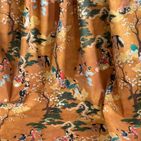 Thumbnail for Cherry Blossom Geisha and Samurai Fabric - Japanese  Golden Yellow Cotton for Oriental Home Decor