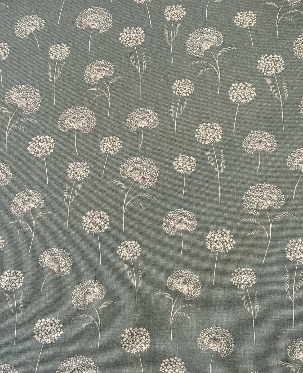 Elegant Dandelion Fabric - Premium Linenlook in Soft Green, Botanical Pattern for Upholstery, Drapery & Crafts