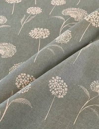 Thumbnail for Elegant Dandelion Fabric - Premium Linenlook in Soft Green, Botanical Pattern for Upholstery, Drapery & Crafts