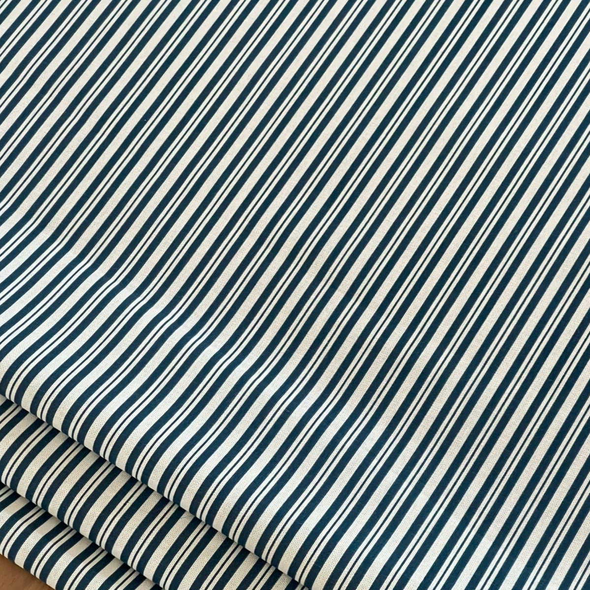 Blue Nautical Ticking Stripes Cotton Fabric - Ideal for Home Decor, Upholstery & Soft Furnishings