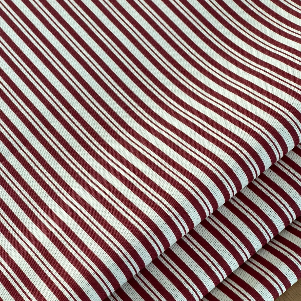 Red Ticking Stripes Cotton Fabric - Ideal for Home Decor, Upholstery & Soft Furnishings