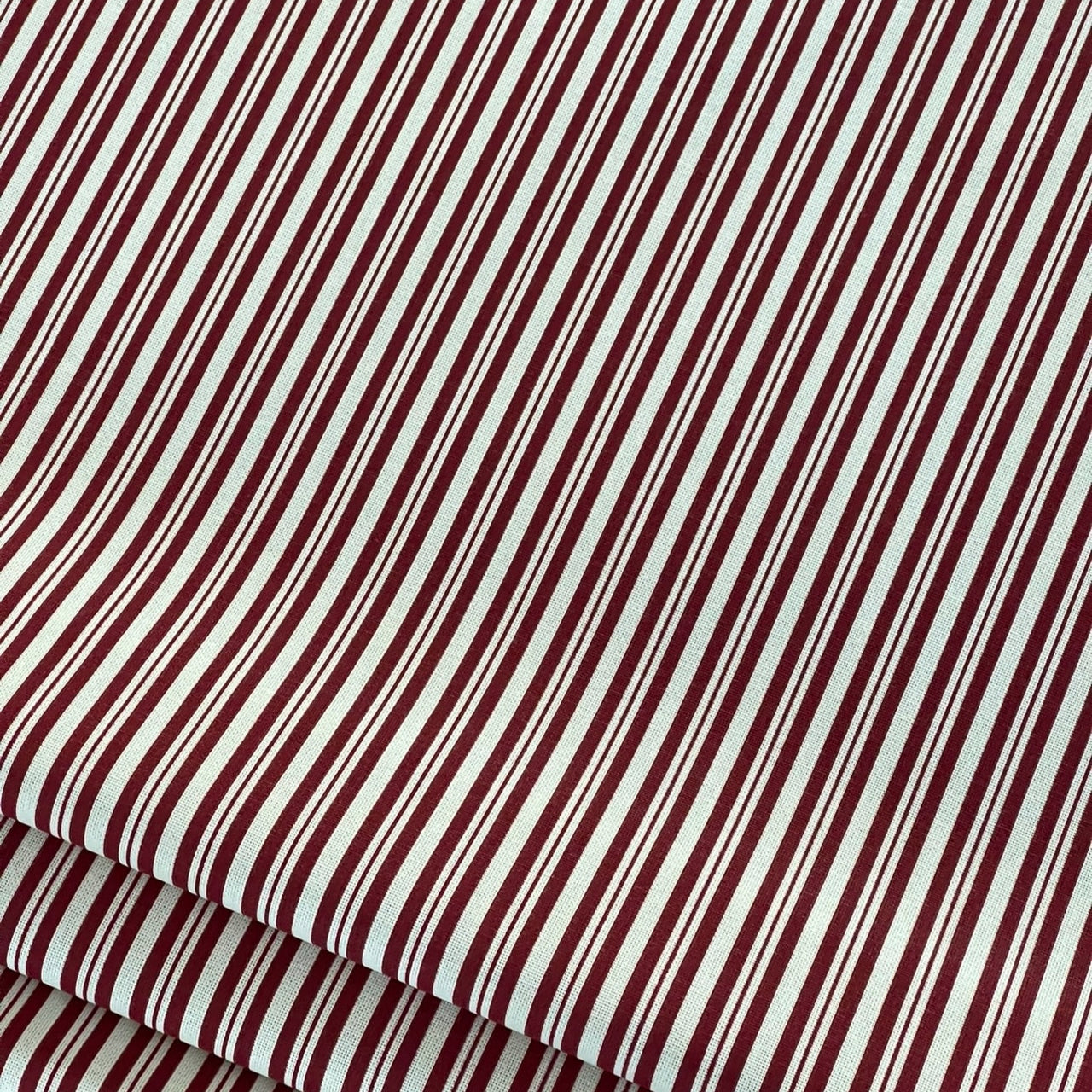 Red Ticking Stripes Cotton Fabric - Ideal for Home Decor, Upholstery & Soft Furnishings