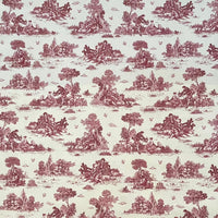 Thumbnail for Classic Red Toile de Jouy Fabric Mountain and Nature Lovers, Shepherds, Birds, Flowers and Trees