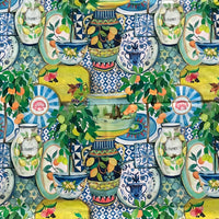 Thumbnail for Mediterranean Citrus Garden Fabric – Organic Cotton with Lemon and Mandarin Tree Botanical Print