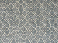 Thumbnail for Soft Denim Blue Botanical Ogee Fabric – Scandinavian Folk Leaf Linen Look Upholstery & Curtain Fabric