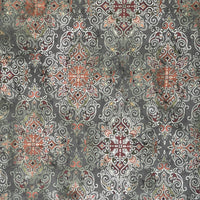 Thumbnail for Persian Kilim Grey Printed Organic Cotton Fabric – Oriental Moroccan Carpet - Vintage Look Home Decor