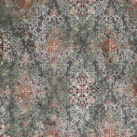 Thumbnail for Persian Kilim Grey Printed Organic Cotton Fabric – Oriental Moroccan Carpet - Vintage Look Home Decor