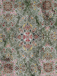 Thumbnail for Persian Kilim Green Printed Organic Cotton Fabric – Oriental Moroccan Rug Carpet - Vintage Style Home Decor