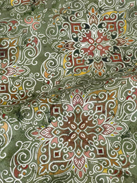 Thumbnail for Persian Kilim Green Printed Organic Cotton Fabric – Oriental Moroccan Rug Carpet - Vintage Style Home Decor