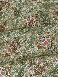 Thumbnail for Persian Kilim Green Printed Organic Cotton Fabric – Oriental Moroccan Rug Carpet - Vintage Style Home Decor