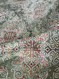 Thumbnail for Persian Kilim Green Printed Organic Cotton Fabric – Oriental Moroccan Rug Carpet - Vintage Style Home Decor