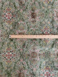 Thumbnail for Persian Kilim Green Printed Organic Cotton Fabric – Oriental Moroccan Rug Carpet - Vintage Style Home Decor