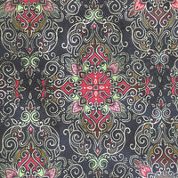 Thumbnail for Persian Kilim Organic Cotton Printed Fabric – Printed Oriental Moroccan Carpet Tiles Design in Black - Home Decor