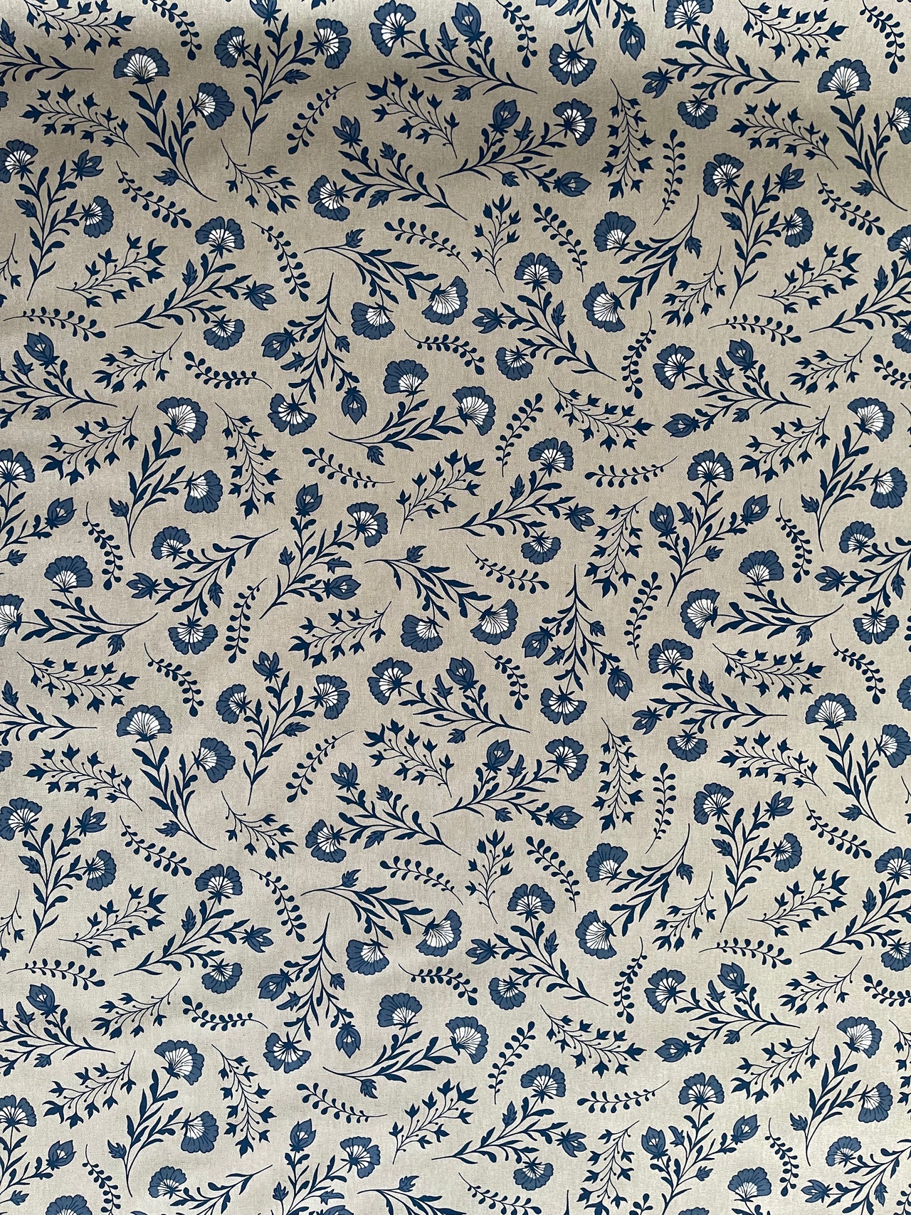 Dutch Florals Linenlook Fabric Delft Blue | Upholstery & Home Décor Material