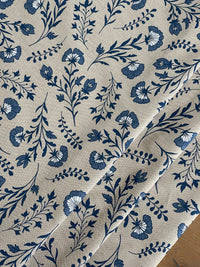 Thumbnail for Dutch Florals Linenlook Fabric Delft Blue | Upholstery & Home Décor Material