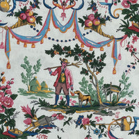 Thumbnail for Classic French Toile de Jouy Fabric Mountain and Nature Lovers, Shepherds, Birds, Flowers, Fruit and Trees