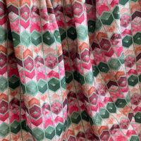 Thumbnail for Art Deco Cotton Fabric – Geometric Retro Squares in Green, Pink and Orange for Curtains and Upholstery